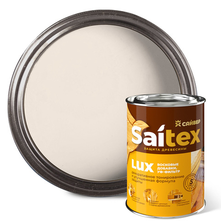 SAITEX LUX  ДЗС с воском и УФ-фильтром (глянцевый)  Белый  1л (Сайвер)