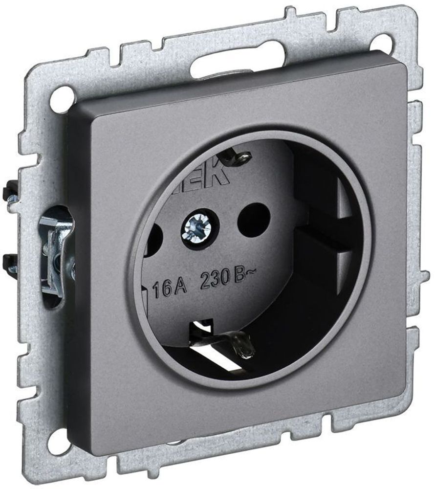 Розетка 1-м СП BRITE РС11-1-0-БрС 16А с заземл. без защ. шторки механизм сталь IEK BR-R11-16-K46 Розетка 1-м СП BRITE РС11-1-0-БрС 16А с заземл. без защ. шторки механизм сталь IEK BR-R11-16-K46