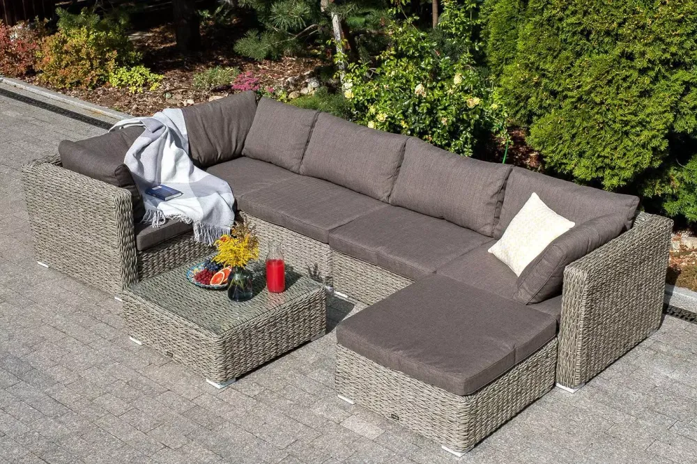 "Лунго" модуль диванный угловой с подушками, цвет серый (гиацинт)