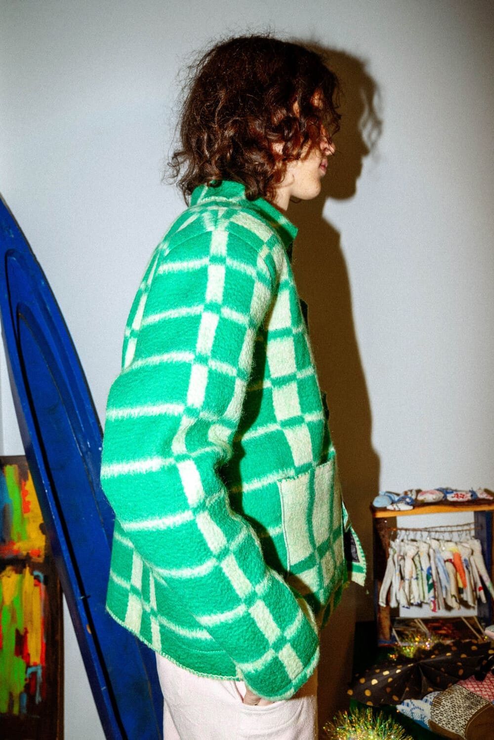 Куртка Soeurs Шерстяная в Клетку / Green Plaid Jacket зеленая