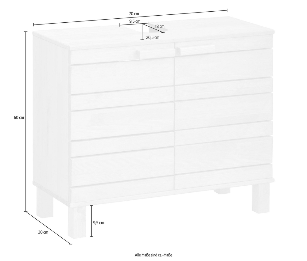 Тумба под раковину, 70х30х60, Джосси, в ванную, деревянная, белый, Dipriz