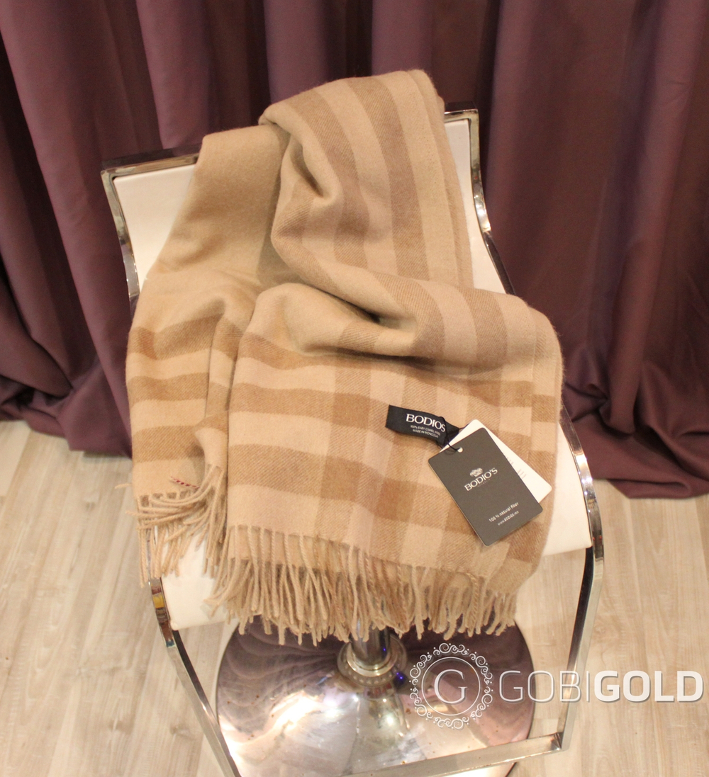 Плед из 100% шерсти молодого верблюжонка 150x200 см. (BODIOS) - полоса