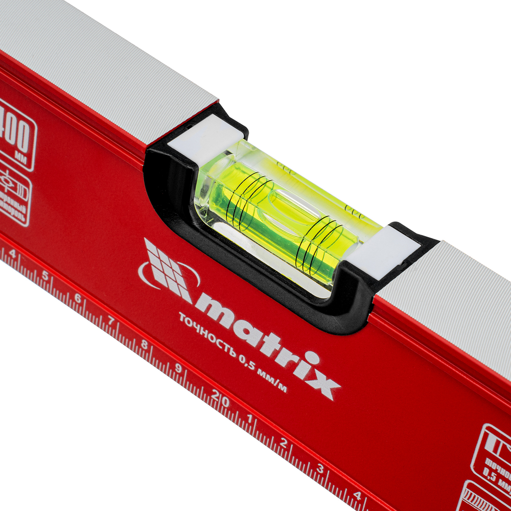 Уровень алюминиевый, фрезерованный, 3 глазка, 400 мм Matrix