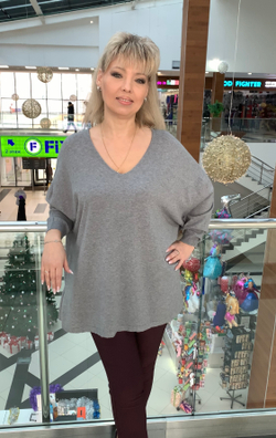 Удлиненный джемпер-туника с V-вырезом