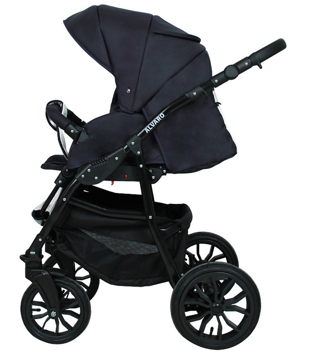 Детская коляска Alis Alvaro 2 в 1 Al 07 т.синий+белая кожа