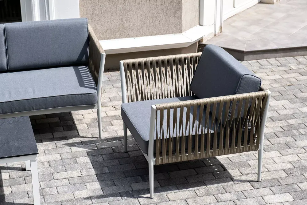 "Касабланка" лаунж-зона плетеная из роупа 5-местная, цвет серый