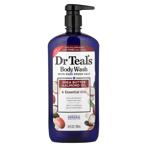 Dr. Teal's, гель для душа с чистой английской солью, маслом ши, миндальным маслом и эфирными маслами, 710 мл (24 жидк. унции)