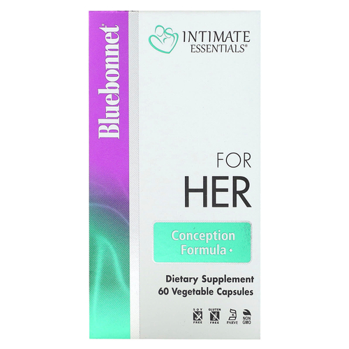 Bluebonnet Nutrition, Intimate Essentials, для нее, формула для зачатия, 60 растительных капсул