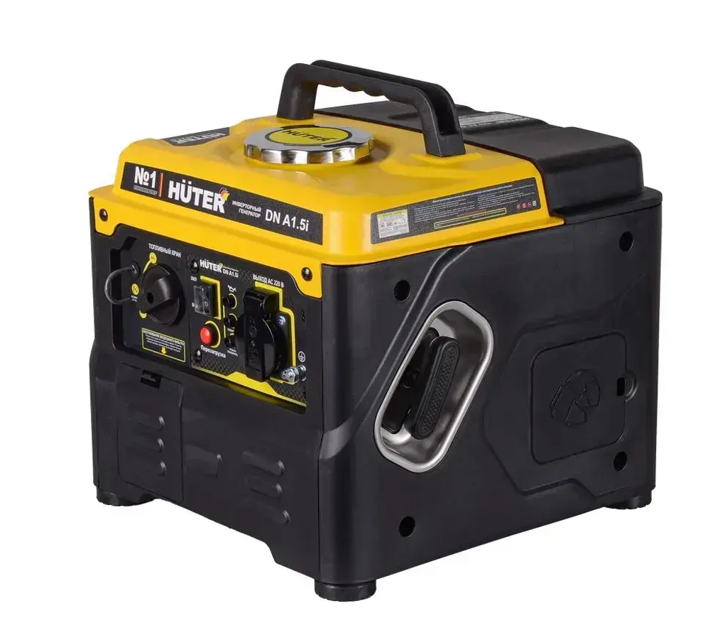 Инверторный генератор бензиновый Huter DnA1,5i (1100Вт, вес 13,95 кг, Ручной стартер, 3,5 л бензобак)