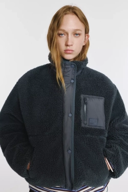 PULL&BEAR Куртка из искусственного меха, синий