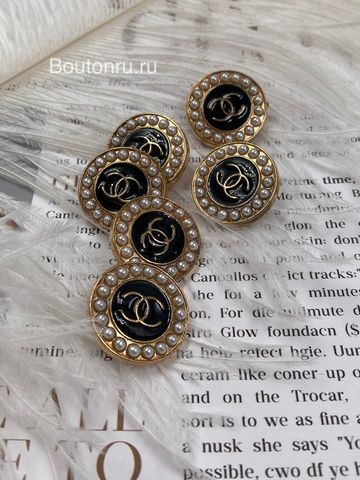 Пуговицы Шан. золотистые с черной эмалью и жемчугом (скидка)