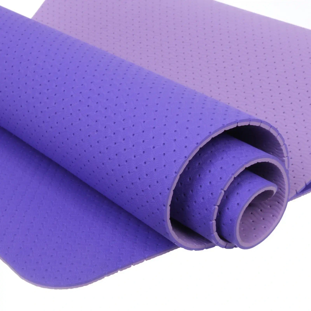 Коврик для йоги 6 мм 183х61 см «Sports time» перфорированный (ТРЕ), сиреневый/фиолетовый