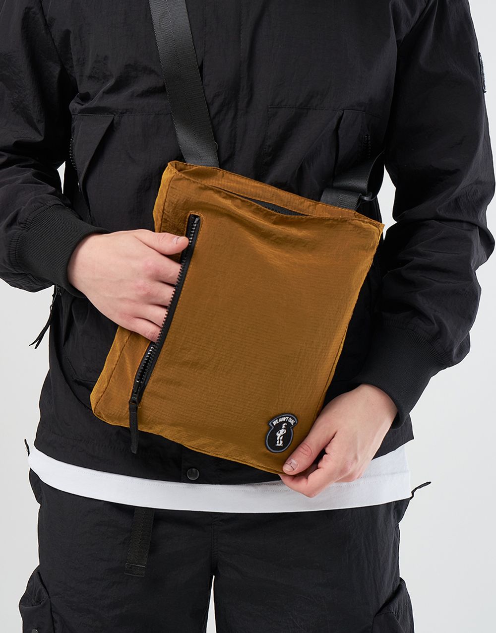 We Don t Care Ripstop Nylon Cross Body Bag Orange LCLS.ru