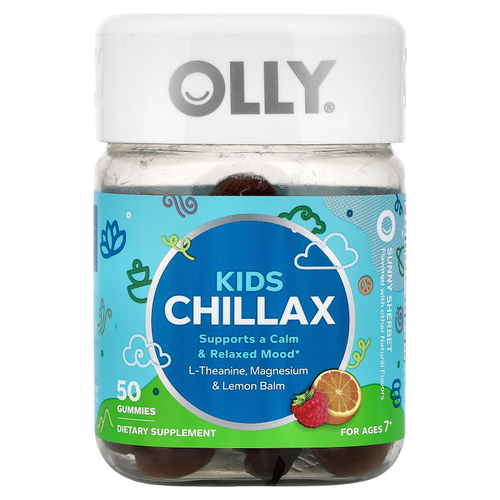 OLLY, Kids Chillax, для детей от 7 лет, солнечный щербет, 50 жевательных таблеток