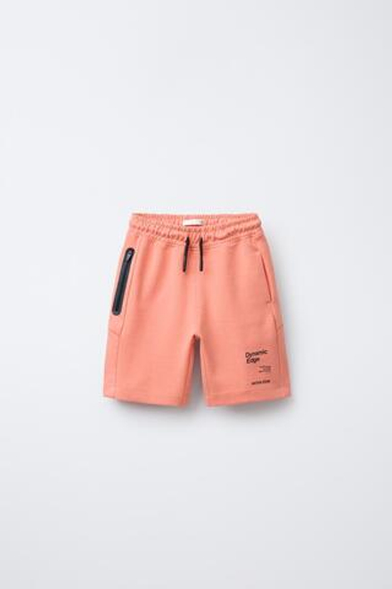 ZARA ШОРТЫ-БЕРМУДЫ В СПОРТИВНОМ СТИЛЕ, КОРАЛЛОВЫЙ