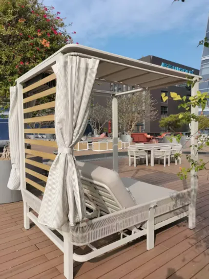 Шатер с лежаками Borromeo, бежевый, светло-серый