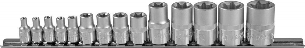 S06H414S Набор головок торцевых 1/4&quot;, 3/8&quot;, 1/2&quot;DR, внешний TORX®, на держателе, Е4-E24, 14 предметов