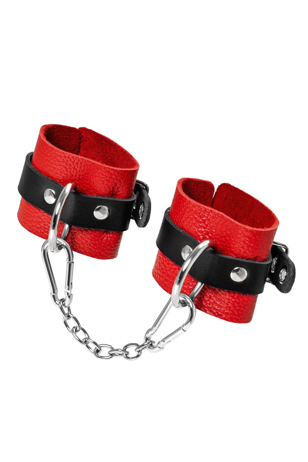 Красно-черные мягкие наручники с одним ремешком с люверсами (Цвет: красный)