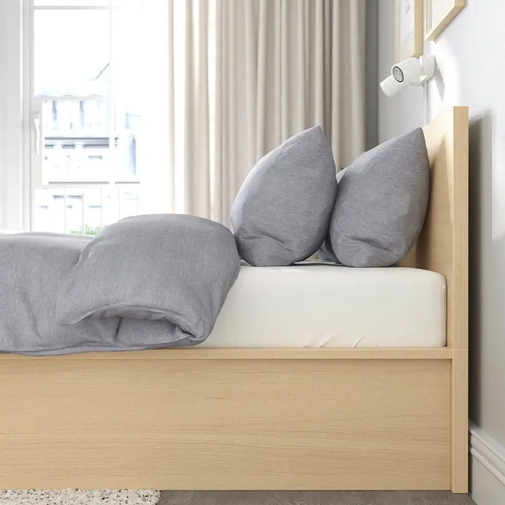 Кровать с ящиком для хранения - IKEA MALM, 200х180 см, под беленый дуб, МАЛЬМ ИКЕА
