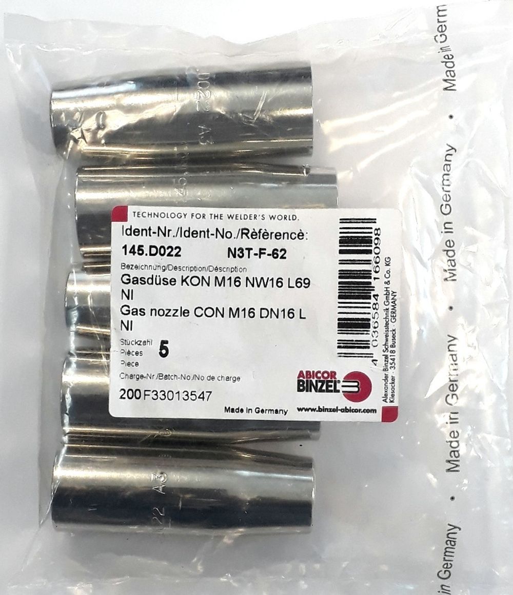145.D022 Газовое сопло круто коническое D16,0/69 Abicor Binzel