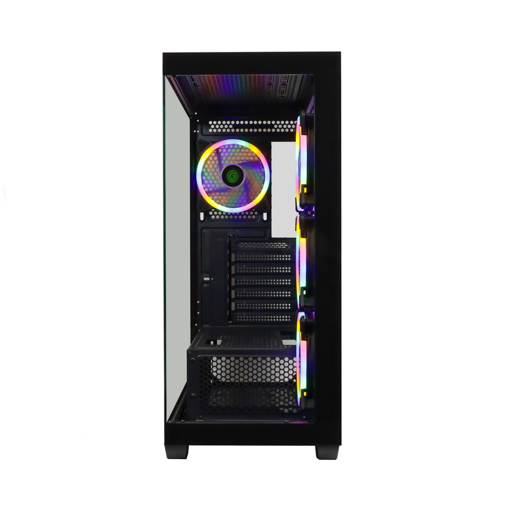 Корпус BaseTech eXtreme GFX-05, Без БП, EATX, чёрный, 4xRGB FAN, 2xUSB2, 1xUSB3, бок: закалённое стекло (BT-GFX-05-TG-4F-RGB)