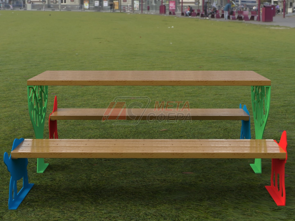 Стол с лавками Зоо