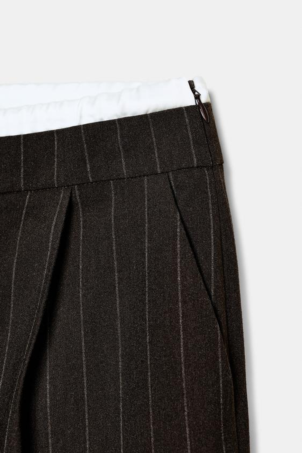 ZARA БРЮКИ С ШИРОКИМИ ШТАНИНАМИ И ДВОЙНЫМ ПОЯСОМ, КОРИЧНЕВЫЙ