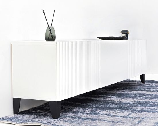 Тумба-ТВ СИРИНИЯ белый с тиснением / белый снег