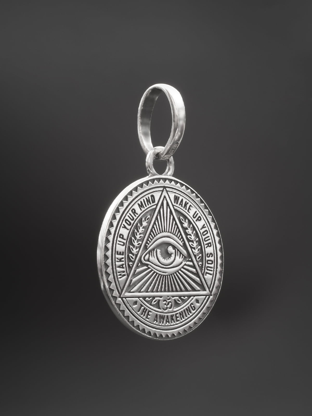 Подвеска всевидящее око монета амулет серебро 925 пробы