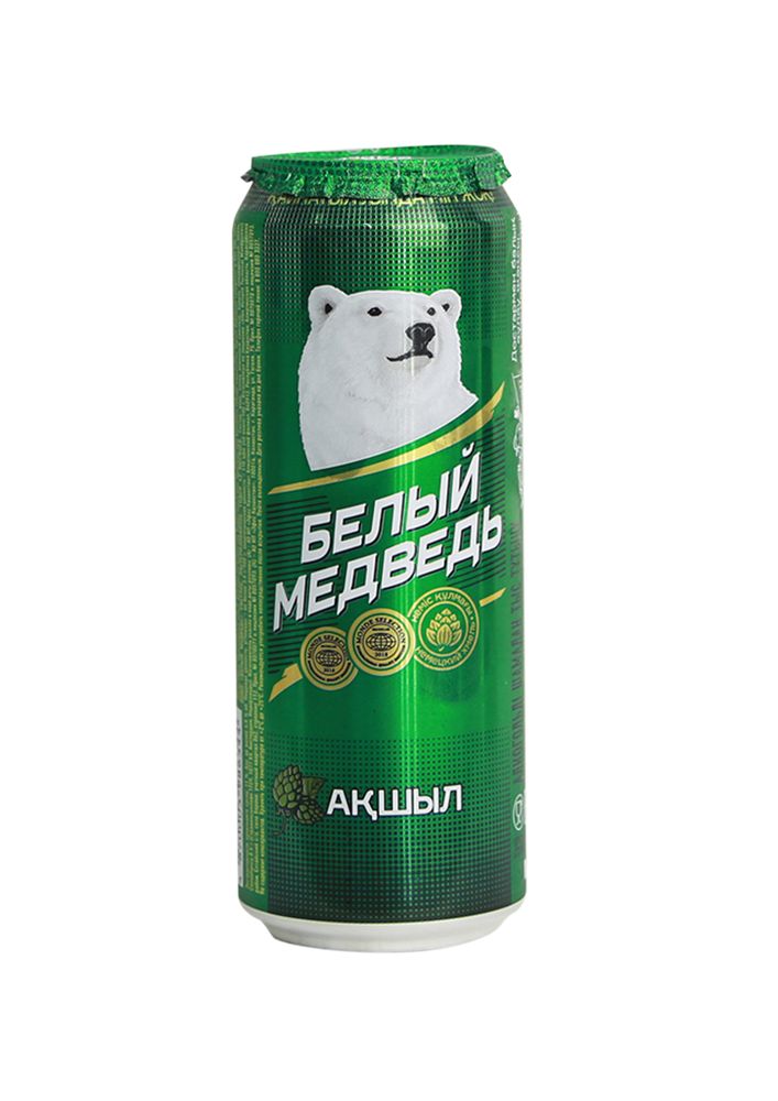 Пиво &quot;Белый Медведь&quot; светлое пастеризованное 0.5 л.ж/б