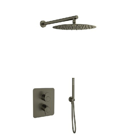 Встраиваемый термостатический смеситель для душа с тропическим и ручным душ ALEXIA K3687012GR графит