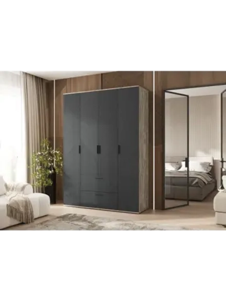 Шкаф для одежды 4 створки Браш Графит160x51х223