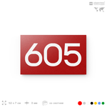 Номер на дверь 605, табличка на дверь для офиса, квартиры, кабинета, аудитории, склада, красная 120х70 мм, Айдентика Технолоджи