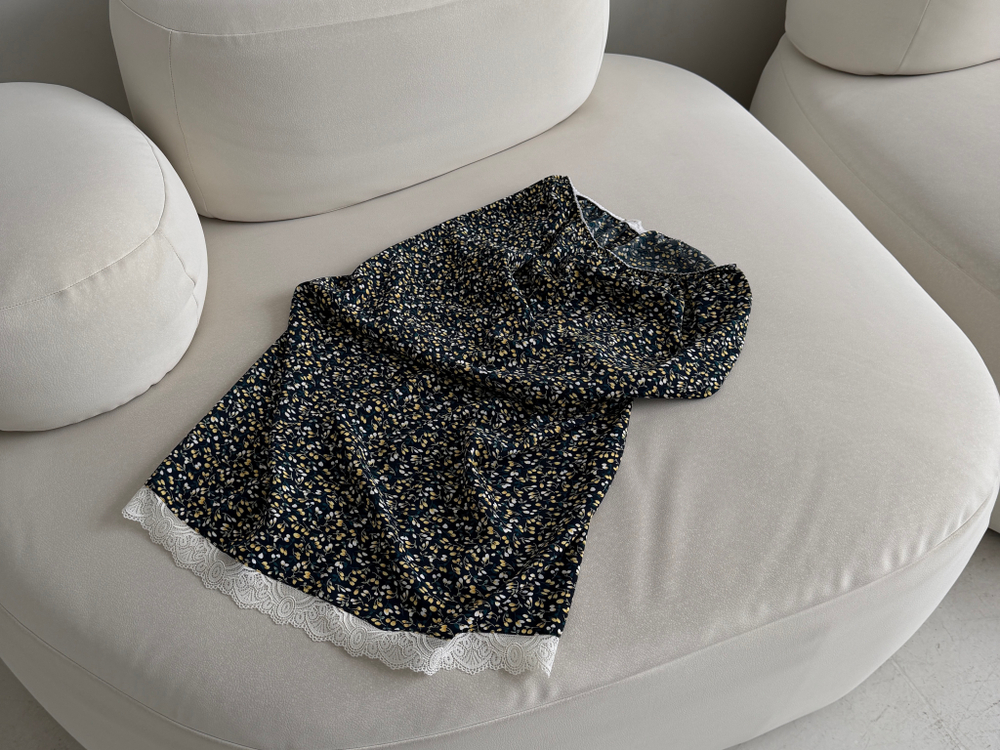 Юбка МИДИ "Барбарис" (чернильный с рисунком)