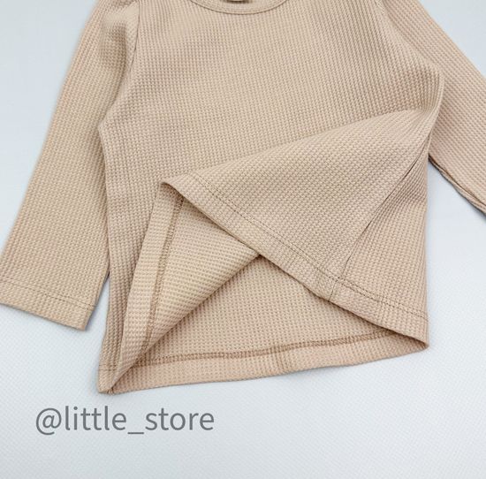 Лонгслив из вафельного полотна, Бежевый