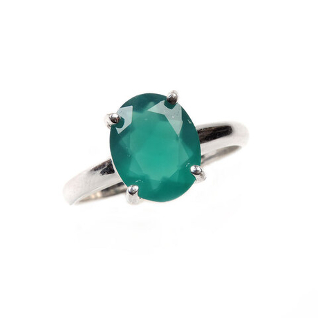 Кольцо "Овал грань" хризопраз