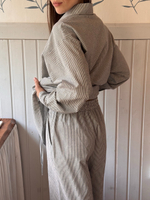 Брюки из вареного хлопка, Синий в полоску