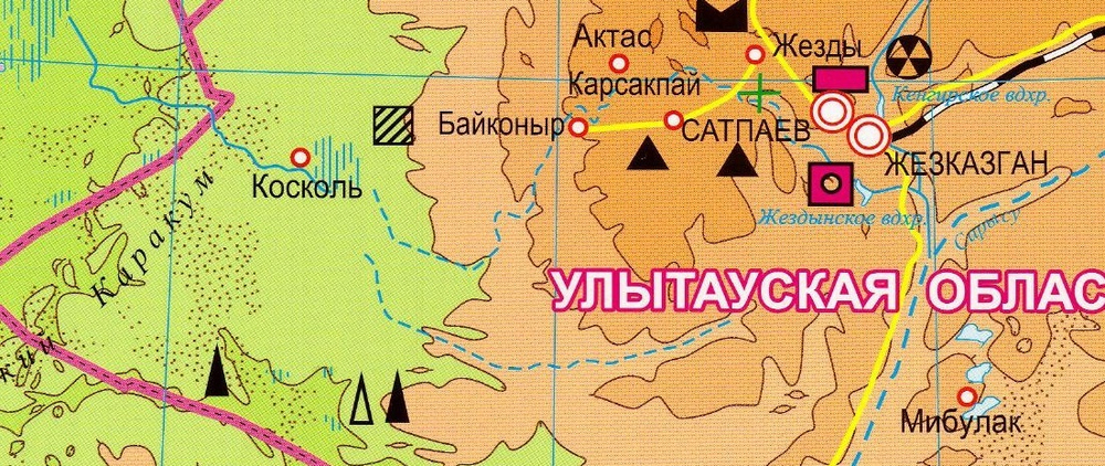 Физическая карта Казахстана (рус./каз. яз.). Плакат. м 1:3 000 000. Размер 70*100 см. (2024г.) Ламинированная