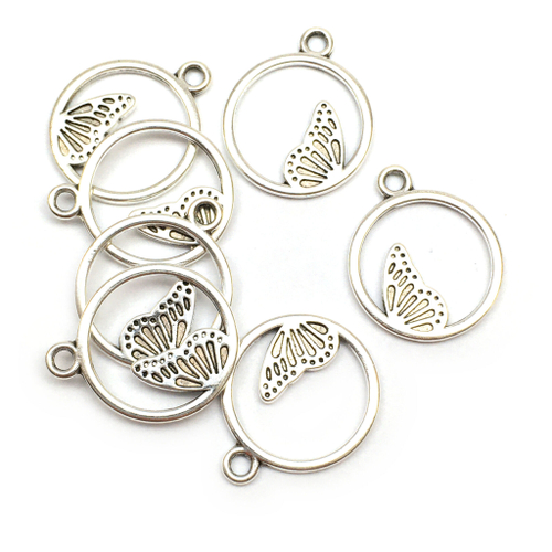 Подвеска "Крыло бабочки" 17х14 мм, под серебро