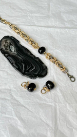 Серьги с черным жемчугом Майорка, оттенок золото и графит