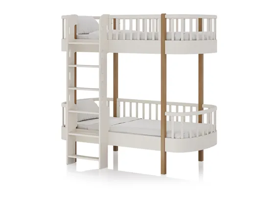 Кровать двухъярусная Classic фронтальная лестница (молочный)