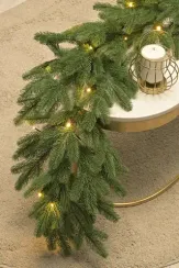 Хвойная гирлянда Парижанка 270*30 см., 60 теплых-белых LED ламп, Литая хвоя+ПВХ, ЕлкиТорг (23057)