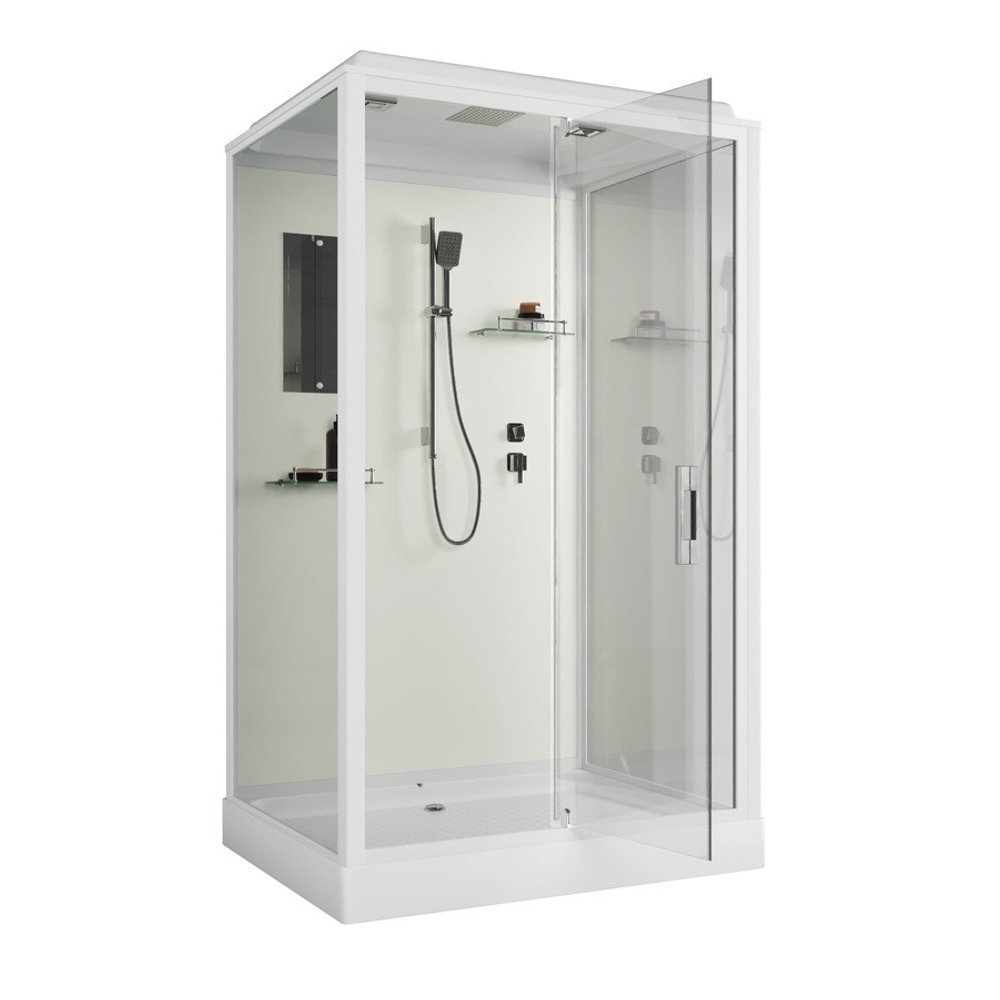 Душевая кабина Niagara Standart ST120/90/15Q (120х90х215) прямоугольник,поддон 15см,распашная,проф.белый,3 места