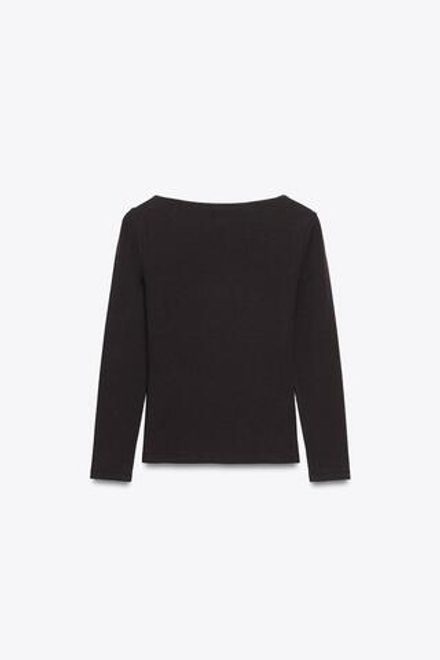 ZARA ФУТБОЛКА С ОБЪЕМНЫМ ЦВЕТКОМ, КОРИЧНЕВЫЙ