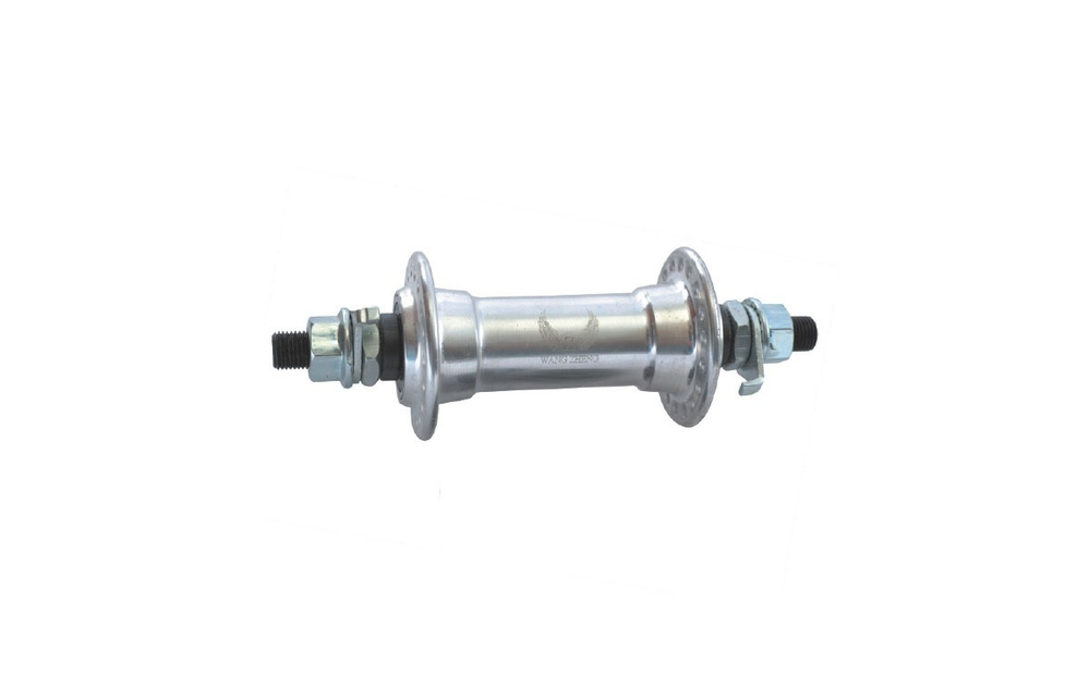 Втулка передняя WZ алюминий V-Brake гайки, 32H ось 3/8''х100x140мм, серебристая