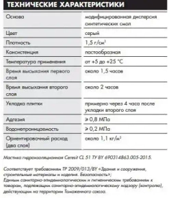 Гидроизоляция для ванной (душа), эластичная полимерная мастика Ceresit (Церезит) CL 51, 15 кг