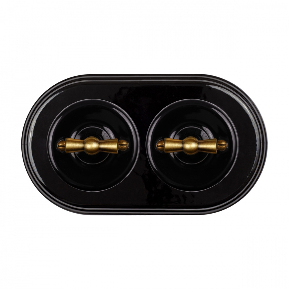 Рамка 2-х постовая, керамика, цвет черный BF2-620-03