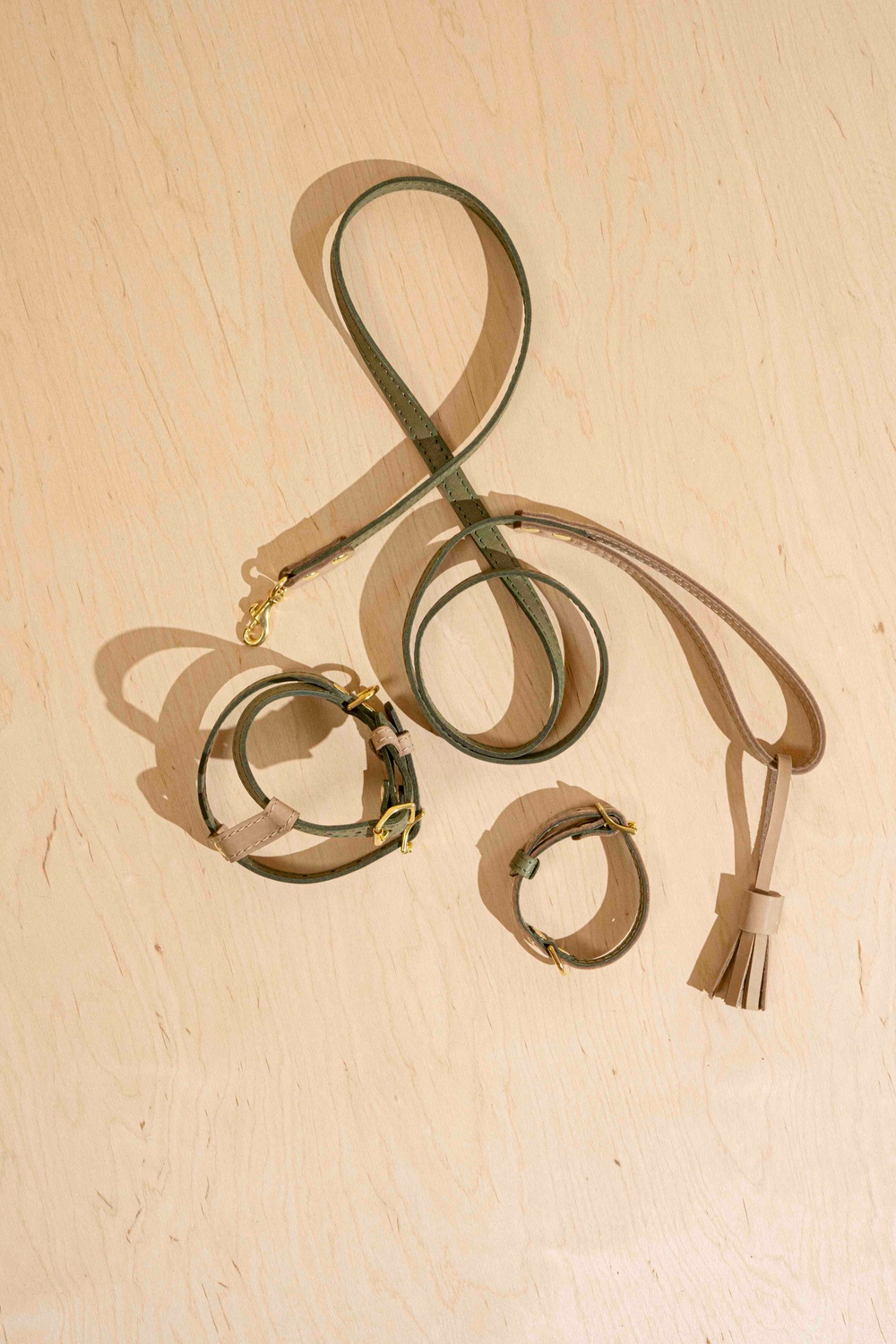 Ошейник "Пони-гулёни" Зеленый и бежевый