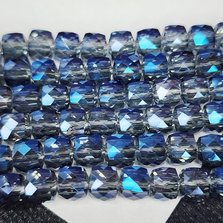 Бусина кубик, хрусталь в огранке, bermuda blue, 6 мм, штучно