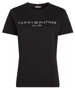 Женская теннисная футболка Tommy Hilfiger Regular Corp Logo C-NK SS - черный